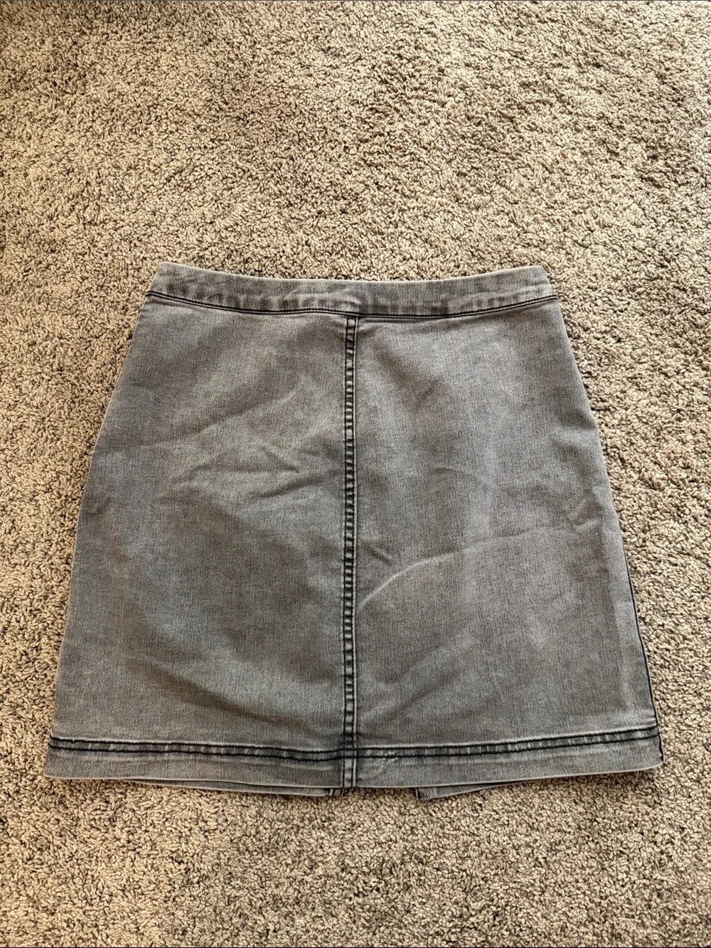 Free People Grey Front-Zip Denim Mini Skirt